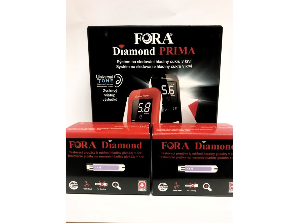 BALÍČEK! Fora Diamond Prima  - Glukometr + 2 balení proužků