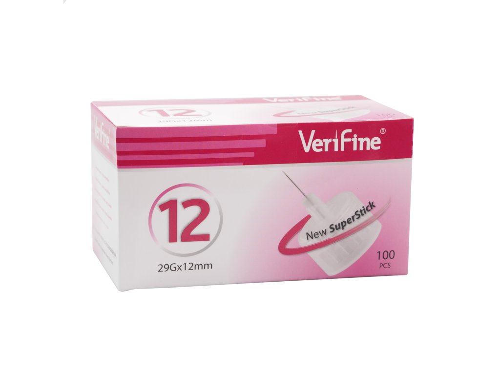Jehly pro všechna inzulínová pera VERIFINE "12" 29G 0.33x12mm 100 ks